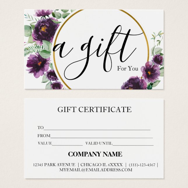 Simple & Modern Business Gift Certificate (Front & Back)