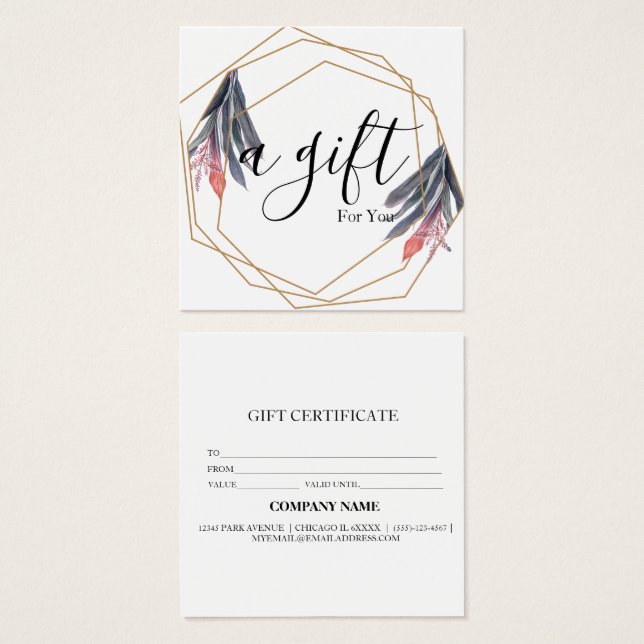 Simple & Modern Business Gift Certificate (Front & Back)