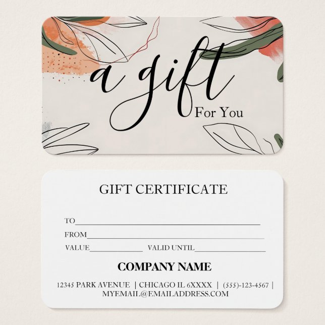 Simple & Modern Business Gift Certificate (Front & Back)