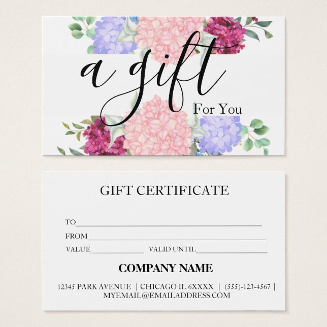 Simple & Modern Business Gift Certificate (Front & Back)