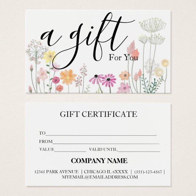 Simple & Modern Business Gift Certificate (Front & Back)