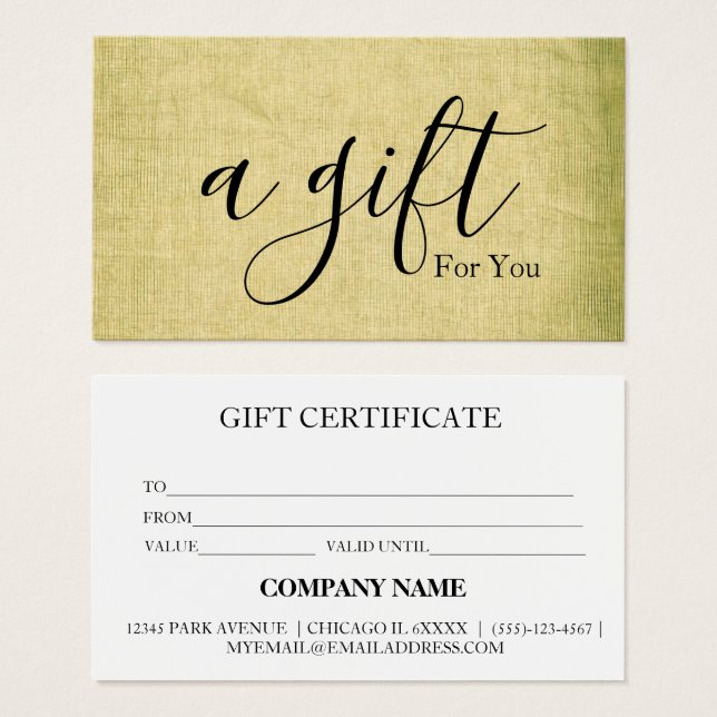 Simple & Modern Business Gift Certificate (Front & Back)