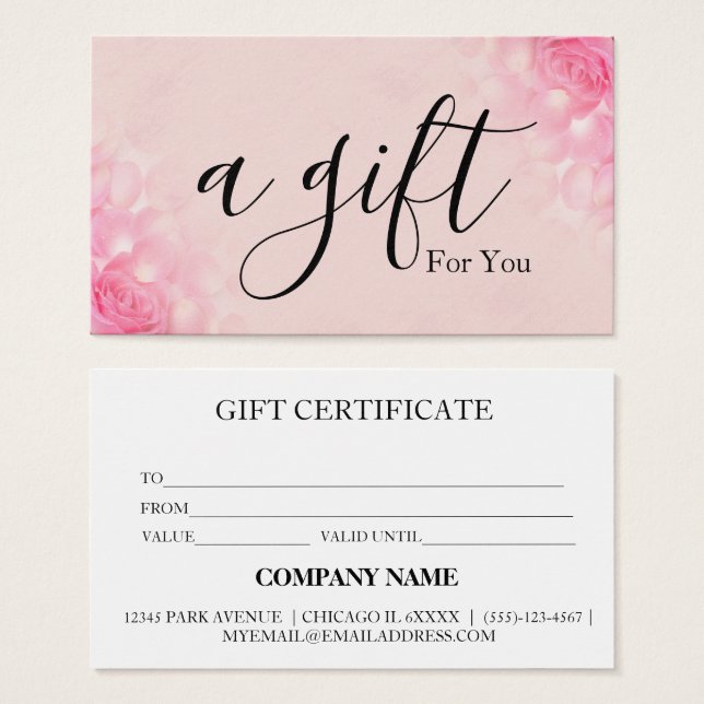 Simple & Modern Business Gift Certificate (Front & Back)