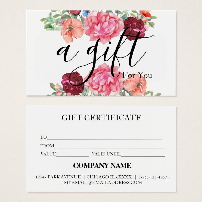 Simple & Modern Business Gift Certificate (Front & Back)