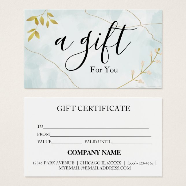 Simple & Modern Business Gift Certificate (Front & Back)