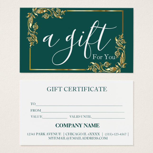 Simple & Modern Business Gift Certificate (Front & Back)