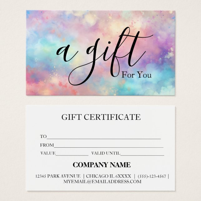 Simple & Modern Business Gift Certificate (Front & Back)