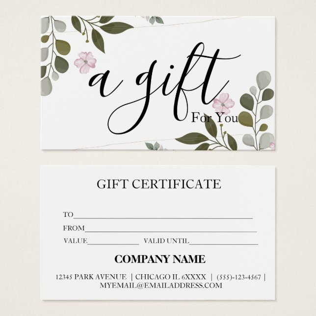 Simple & Modern Business Gift Certificate (Front & Back)