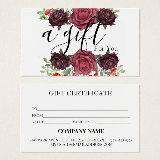 Simple & Modern Business Gift Certificate (Front & Back)