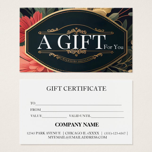 Simple & Modern Business Gift Certificate (Front & Back)