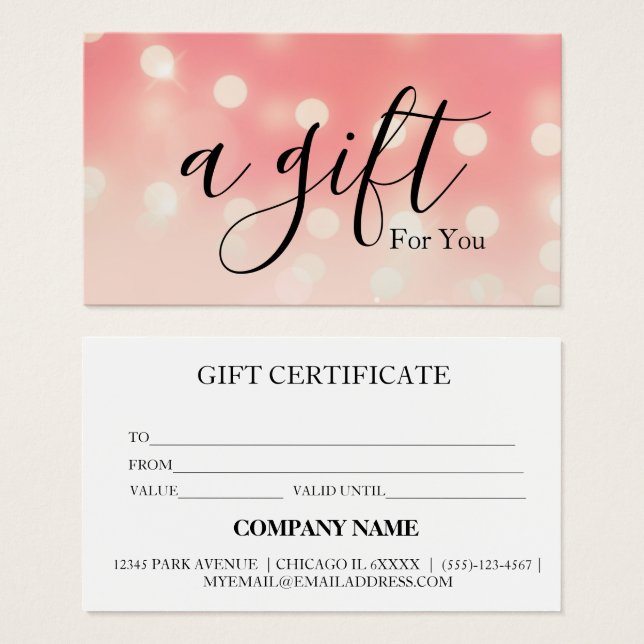 Simple & Modern Business Gift Certificate (Front & Back)