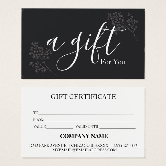 Simple & Modern Business Gift Certificate (Front & Back)