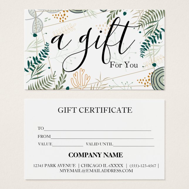 Simple & Modern Business Gift Certificate (Front & Back)