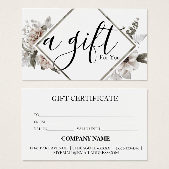 Simple & Modern Business Gift Certificate (Front & Back)