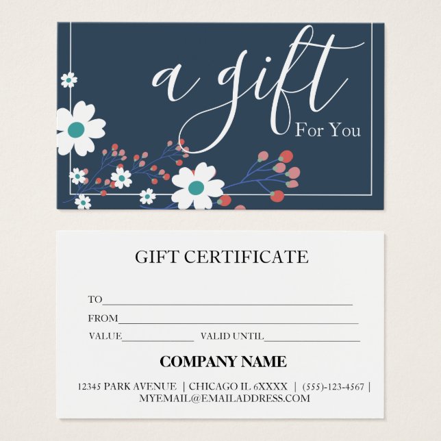 Simple & Modern Business Gift Certificate (Front & Back)