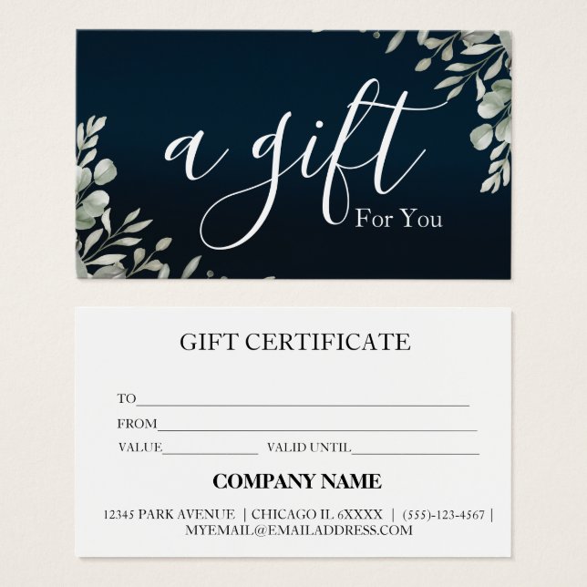 Simple & Modern Business Gift Certificate (Front & Back)