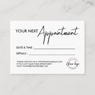 Simple modern Business logo Custom Appointment Card