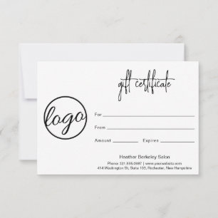 Simple Modern Business Logo Gift Certificate