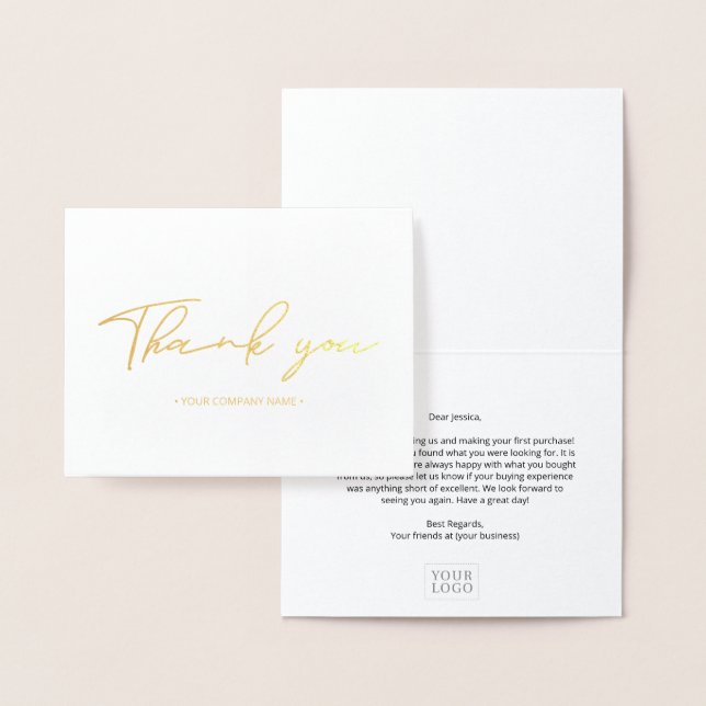 Simple Modern Business Thank you Gold Foil Card (Display)