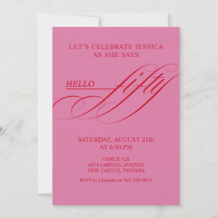 Simple Modern Caligraphy Fifty 50th Birthday Party Invitation