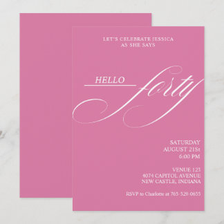 Simple Modern Caligraphy Forty 40th Birthday Party Invitation