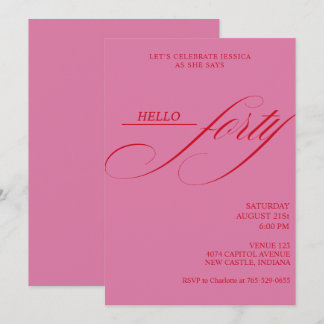 Simple Modern Caligraphy Forty 40th Birthday Party Invitation