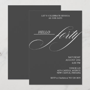 Simple Modern Caligraphy Forty 40th Birthday Party Invitation