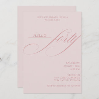 Simple Modern Caligraphy Forty 40th Birthday Party Invitation