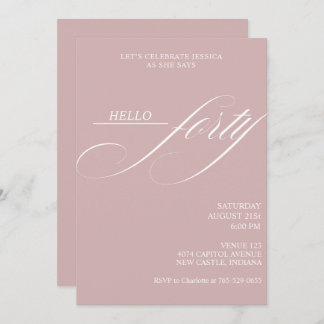 Simple Modern Caligraphy Forty 40th Birthday Party Invitation