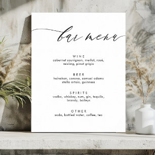 Simple Modern Calligraphy Bar Menu Sign