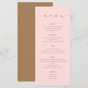 Simple Modern Calligraphy Blush and Brown Menu