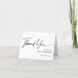Simple Modern Calligraphy Bridal Shower Thank You Card