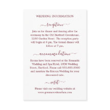 Simple Modern Calligraphy Burgundy Wedding Details