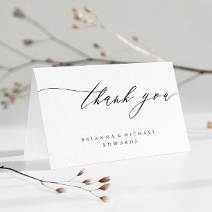 Simple Modern Calligraphy Folded Thank You Card