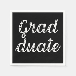 Simple Modern Calligraphy Graduation Black Napkin