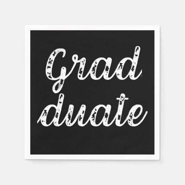 Simple Modern Calligraphy Graduation Black Napkin (Front)