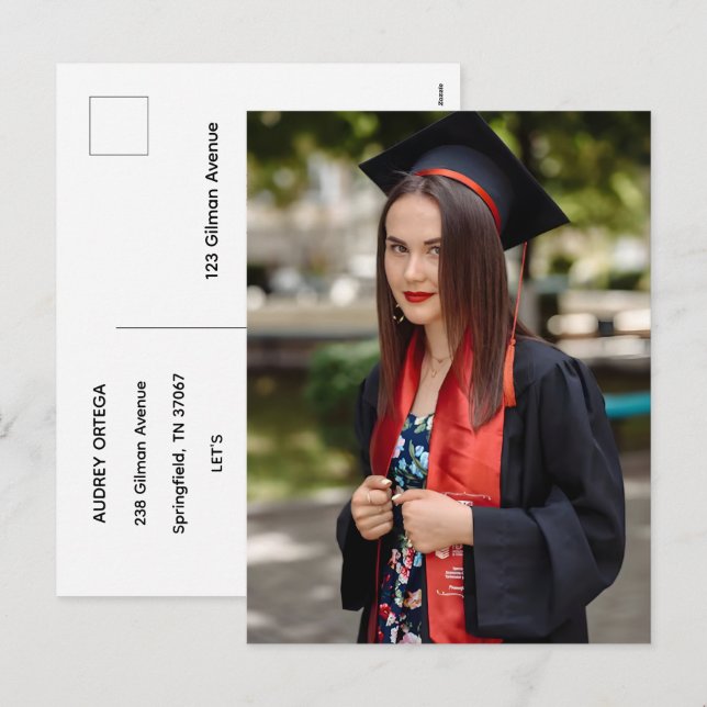 Simple Modern Calligraphy Graduation Invitation  (Front/Back)