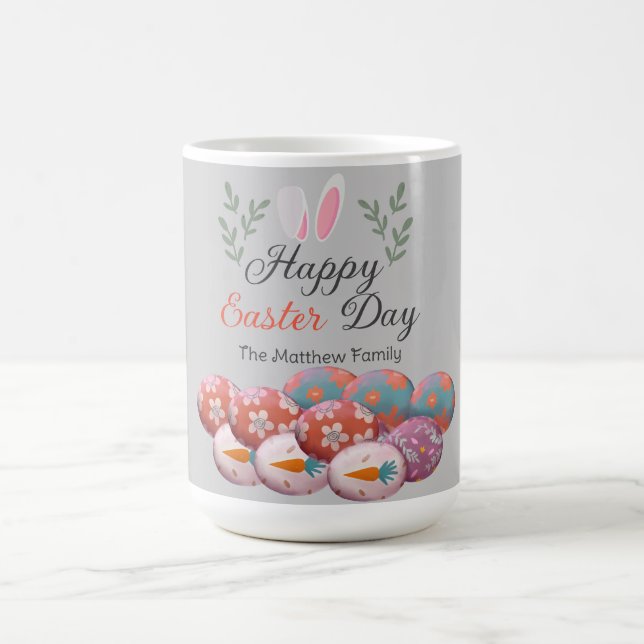 simple Modern Calligraphy Happy Easter family Coffee Mug (Center)