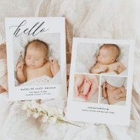 Simple Modern Calligraphy Hello Baby Photo Birth