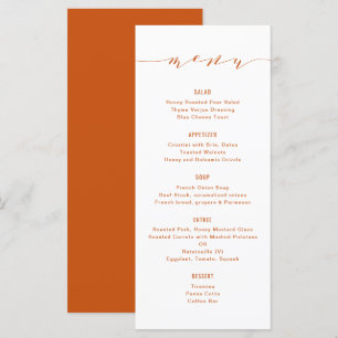 Simple Modern Calligraphy Orange Menu