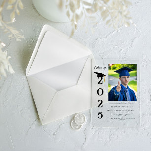 Simple Modern Calligraphy Photo Graduation Acrylic Invitations