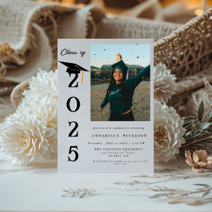 Simple Modern Calligraphy Photo Graduation Invitation
