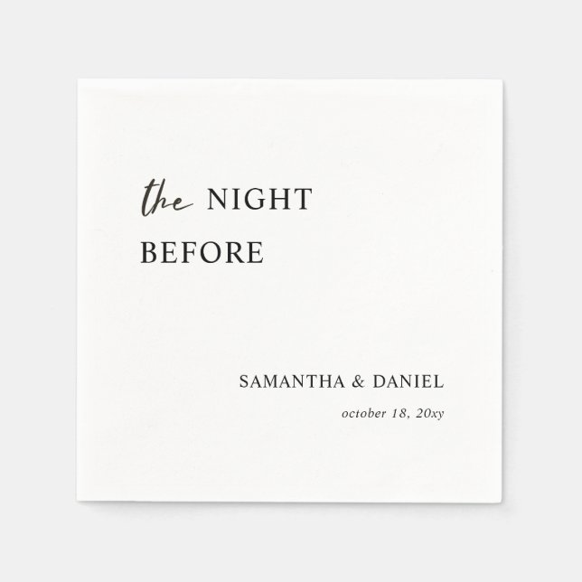 Simple Modern Calligraphy Script Rehearsal Dinner  Napkin (Front)