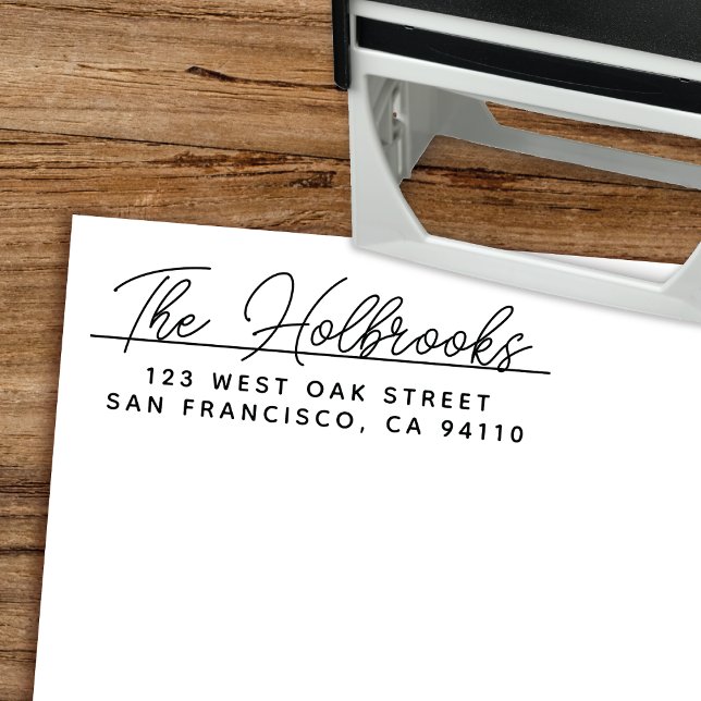 Simple Modern Calligraphy Script Return Address Self-inking Stamp (Creator Uploaded)