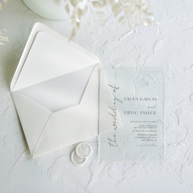 Simple Modern Calligraphy Wedding Acrylic Invitations (Creator Uploaded)