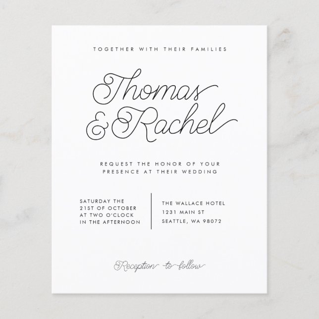 Simple Modern Calligraphy Wedding Invitation (Front)