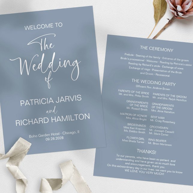 Simple Modern Calligraphy Wedding Program (Creator Uploaded)