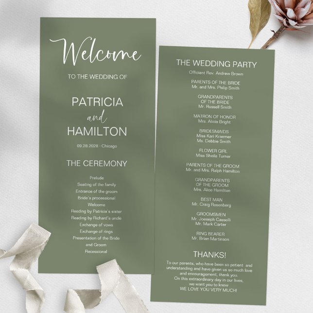 Simple Modern Calligraphy Wedding Program (Creator Uploaded)