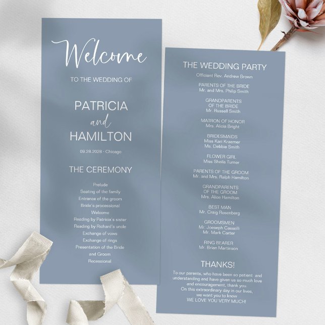 Simple Modern Calligraphy Wedding Program (Creator Uploaded)