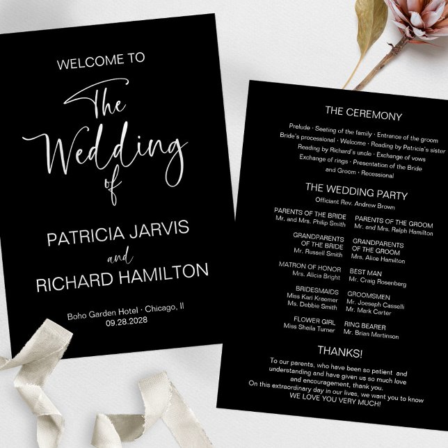 Simple Modern Calligraphy Wedding Program (Creator Uploaded)